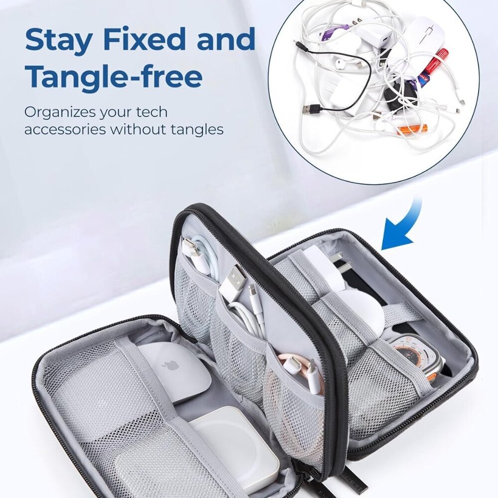 Electronics Organizer Travel Case, Cable Charger Cord Tech Organizer Pouch for P - Picture 2 of 7